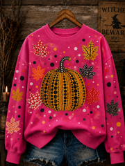 Women's Pumpkin Polka Dot Art Regular Sweatshirt