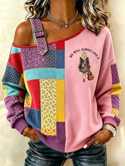 Women's Country Music Lover We Will Always Love U 925 Printed  Casual Off-Shoulder Sweatshirt