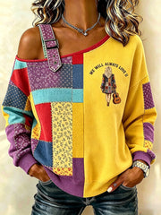 Women's Country Music Lover We Will Always Love U 925 Printed  Casual Off-Shoulder Sweatshirt