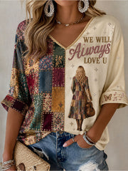 Women's Country Music Lover We Will Always Love U 925 Printed T-Shirt
