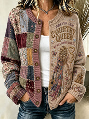 Women's Country Music Lover We Will Always Love U 925 Printed Cardigan-Style Knit Jacket