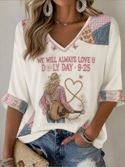 Women's Country Music Lover We Will Always Love U Printed T-Shirt