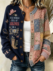Women's Country Music Lover We Will Always Love U 925 Printed Cardigan-Style Knit Jacket