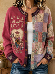Women's Country Music Lover We Will Always Love U Printed Cardigan-Style Knit Jacket