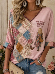 Women's Country Music Lover We Will Always Love U Printed T-shirt