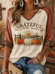 Women's Autumn Fall Lover I Will Praise Him Every Season Faith Printed T-shirt