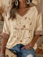 Women's Autumn Fall Lover I Will Praise Him Every Season Faith Printed T-Shirt