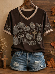 Women's Autumn Fall Lover I Will Praise Him Every Season Faith Printed T-shirt