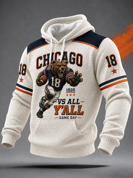Men's Chicago VS All Y'all Football Gameday Gift For Football Fans Casual Waffle Hoodie