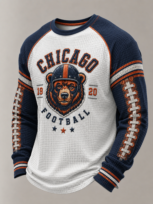 Men's Football Gameday Gift For Football Fans Waffle Sweatshirt
