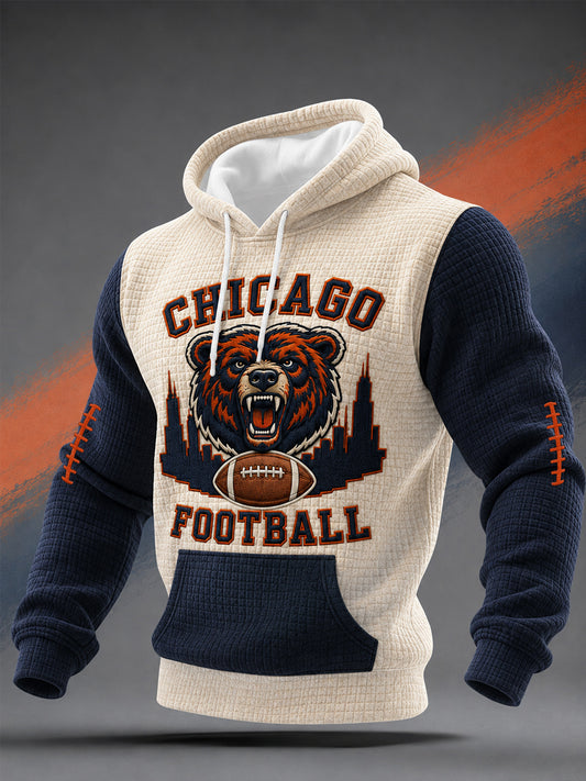 Men's Football Gameday Gift For Football Fans Casual Waffle Hoodie