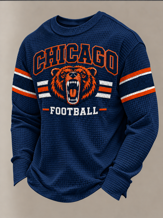 Men's Football Gameday Gift For Football Fans Waffle Sweatshirt