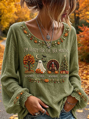 Women's Vintage I'm Ready For The 'ber Months Print Cozy Shirt