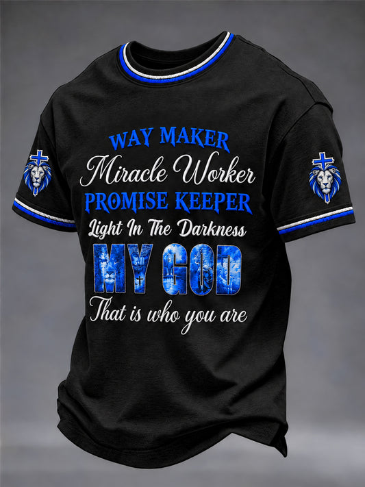 Men's Christian Waymaker Miracle Worker Promise Keeper Short Sleeve T-shirt