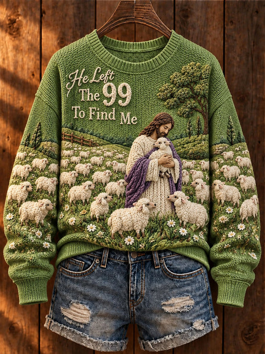 Women's 'He Left The 99 To Find Me' Printed Casual Top