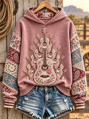 Women's Pink Guitar Country Music Hoodies
