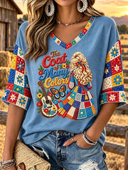 Women's "Coat of Many Colors" Country Music V-Neck T-Shirts