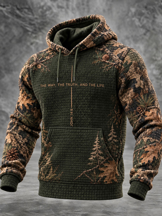 Men's Christian Jesus The Way The Truth The Life JOHN 14:6 Checkered Cotton Hoodie