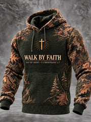 Men's Christian WALK BY FAITH, NOT BY SIGHT  2 Corinthians 5:7 Checkered Cotton Hoodie