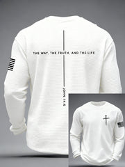 Men's Jesus The Way The Truth The Life Cross  Waffle Long Sleeve T-Shirt