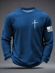 Men's Jesus The Way The Truth The Life Cross  Waffle Long Sleeve T-Shirt