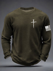 Men's Jesus The Way The Truth The Life Cross  Waffle Long Sleeve T-Shirt