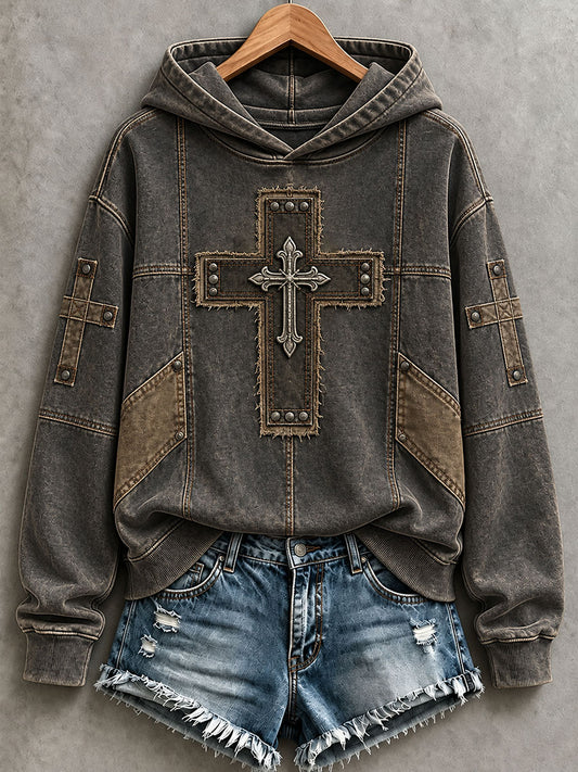 Women's Christian Art Cross Hoodie