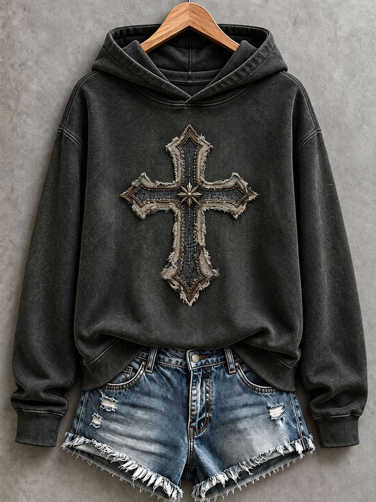 Women's Christian Art Cross Hoodie