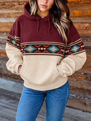 Women's Retro Western Printed Hoodie