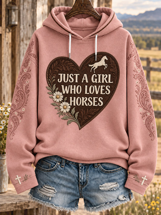 Women's Western Style Faith Lover Horses Christian Printed Hoodie