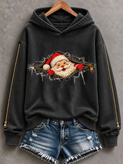 Women's Fun Santa Claus Print Regular Sweatshirt