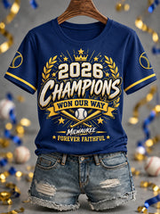 Women's Won Our Way 2026 Baseball Champions Gift For Baseball Fans Casual Tee