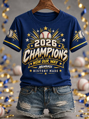 Women's Won Our Way 2026 Baseball Champions Gift For Baseball Fans Casual Tee